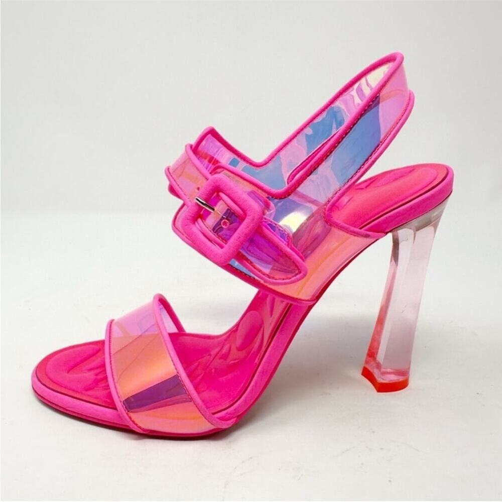 Christian Louboutin Loubi Duniss PVC Pink Iridescent Heels Womens Size EU 37 - Picture 9 of 11